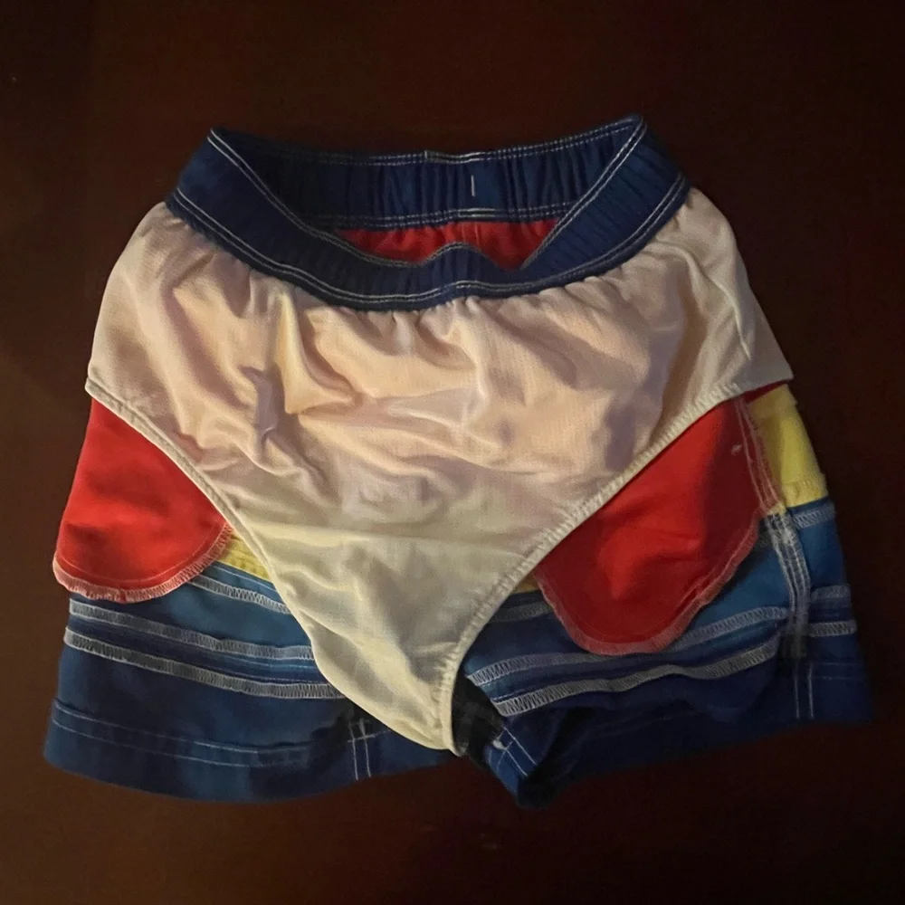 Hanna Andersson Boy 4 (100) Multicolor Stripe Lined Swim Bottoms w/ Ties